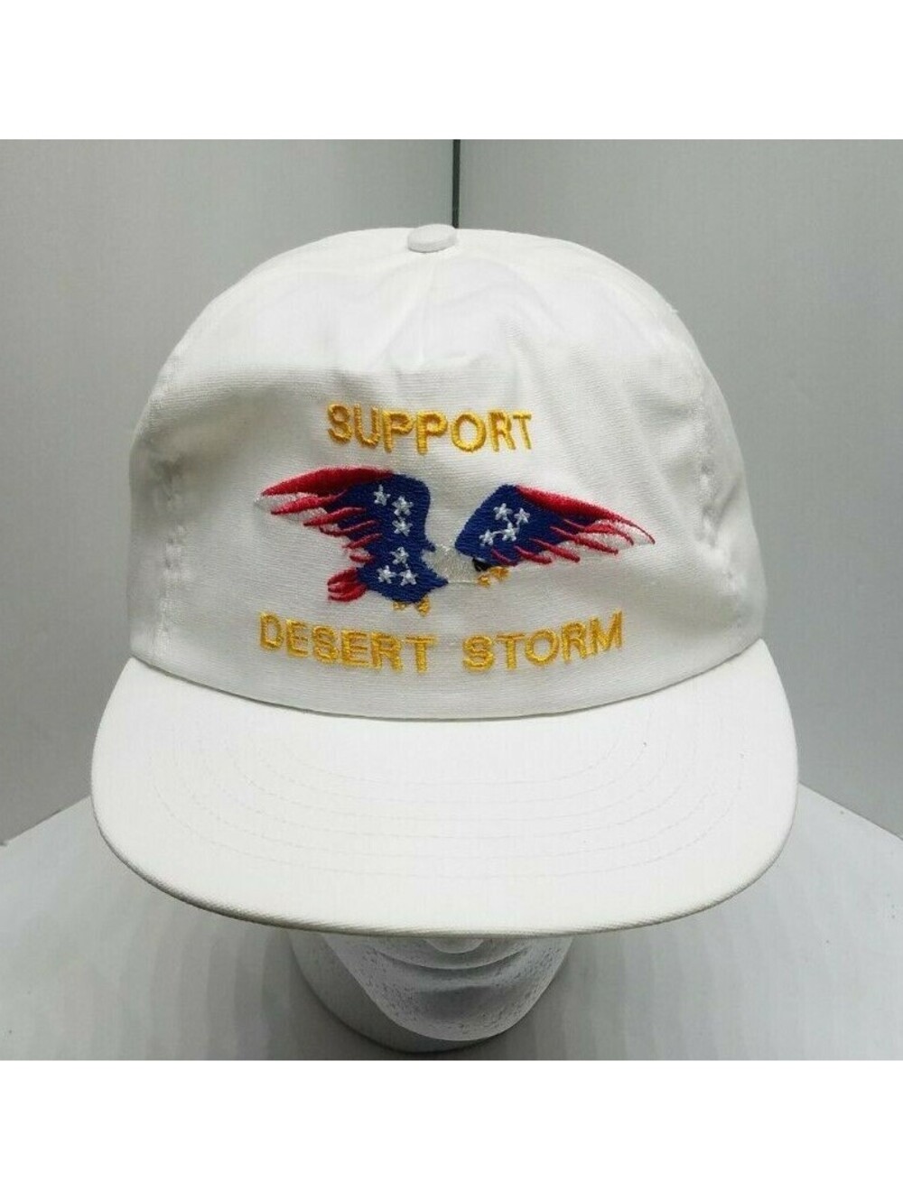 Vintage Support Desert Storm Snapback Hat Cap White w/ Eagle